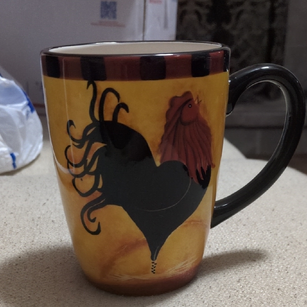 Certified International Rooster Mug - Black and Orange - Picture 3 of 4